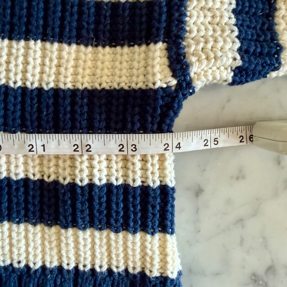 NWT Madewell Wide Rib Turtleneck Chunky Sweater Women’s L Indigo Stripe Preppy - Picture 9 of 10